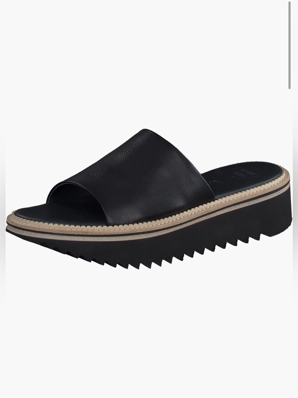 Paul Green Lola Black Leather Slide Platform Sandal, Size 7, NWT